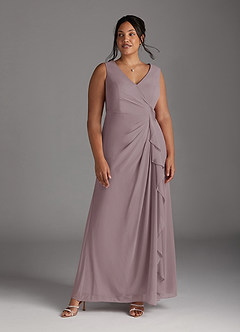 Azazie Manuella Abiti per la Madre della Sposa Abito A-Line in Chiffon con Scollo a V a Pieghe Dusk image13