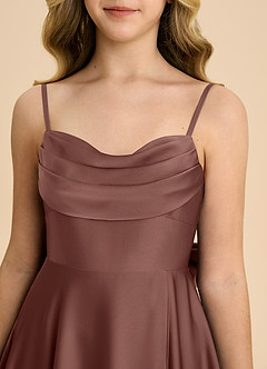 Azazie Bear Junior Espresso A-Line Sweetheart Neckline Stretch Satin Dress image8
