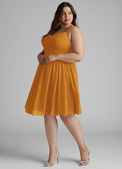 Azazie Angie Bridesmaid Dresses Butterscotch A-Line Corset Chiffon Dress image13