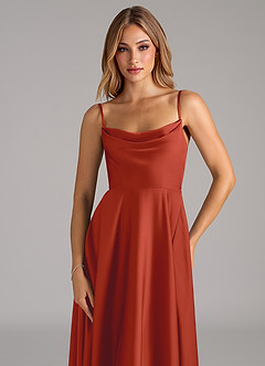 Azazie Elle Brautjungfernkleider A-Linie Plissee Stretch-Satin Kleid Rost image2