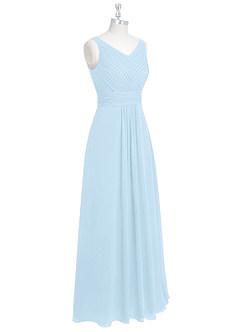 Azazie Pierrette Robes de demoiselle d'honneur Robe Trapèze en Mousseline de soie Plissée Bleu Ciel image9