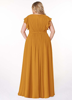 Azazie Daphne vestidos de dama de honor modestos Vestido de Corte en A Volantes Hasta el suelo Gasa image8