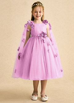Azazie Staria vestidos de niña de las flores Vestido de Rosa Caramelo de Tul de Princesa con Volante image6