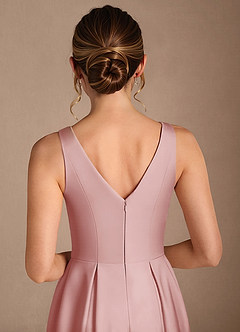 Azazie Fulton Moeder van de bruid jurken A-Lijn Jurk van Stretch Satijn Geplooid Poederroze image6