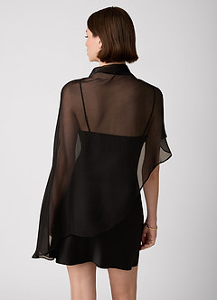 Crystle Black 100% Washable Silk Mini Dress image5