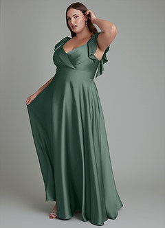 Azazie Leilani Brautjungfernkleider A-Linie Gestreift Stretch-Satin Kleid Seemoos image5