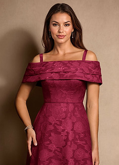 Azazie New Britain Mère de la mariée Robes Robe Trapèze en Blumen-Burnout Plissée Bourgogne image6