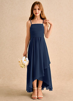 Azazie Twilight Dance Girls Formal Flower Girl Dresses Dark Navy A-Line Pleated Chiffon Dress image5