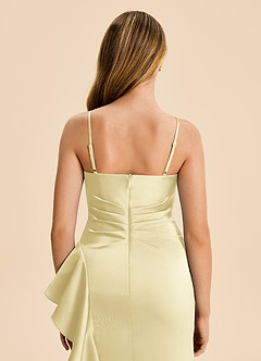 Azazie Lyla Junior Lemon Sorbet Mermaid Pleated Stretch Satin Dress image6