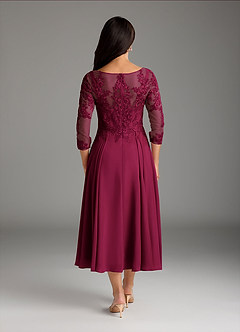 Azazie Marge Mother of the Bride Dresses Burgundy A-Line Scoop Lace Chiffon Dress image3