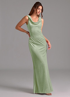 Azazie Rylina Robes de demoiselle d'honneur Robe Sirène en velours Arc Vert Sauge image4