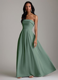 Azazie Lucienne Bridesmaid Dresses Eucalyptus A-Line Strapless Chiffon Convertible Dress image5