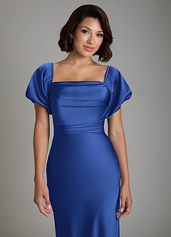 Azazie Lea Bridesmaid Dresses Royal Blue Mermaid Off the Shoulder Stretch Satin Convertible Dress image7