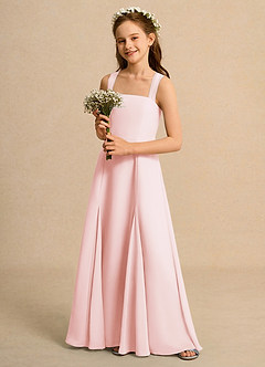 Azazie Tater Junior Formal vestidos de niña de las flores Vestido de Rosa Rubor de Gasa de Corte En A con Plisado image5