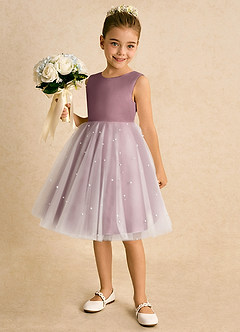 Azazie Esme Robe Demoiselle D'honneur Fillette Robe Princesse en Tulle Arc Mauve Vintage image2