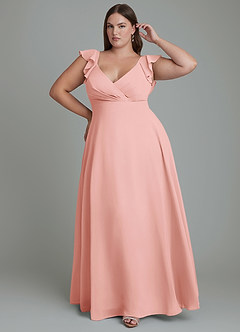Azazie Leilani Bridesmaid Dresses Rosette A-Line Pleated Chiffon Dress image6