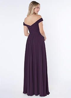 Azazie Audrianna Bridesmaid Dresses Plum A-Line Off-The-Shoulder Gathered Chiffon Convertible Dress image4