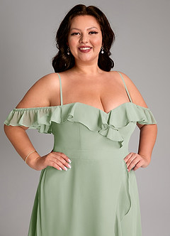 Azazie Lyra Robes de demoiselle d'honneur Robe Trapèze Convertible en Mousseline de soie Vert Sauge image17