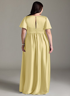 Azazie Verna Gravid brudtärna klänningar Klänning A-Line Ruched Golvlängd Stretch Satin image11