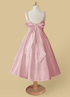Azazie Cutie Pie Flower Girl Dresses Powder Pink A-Line Pleated Matte Satin Dress image5