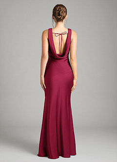 Azazie Rylina Bridesmaid Dresses Burgundy Mermaid Stretch Satin Dress image2