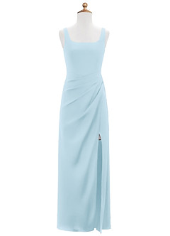 Azazie Mero Junior Sky Blue Mermaid Pleated Stretch Satin Dress image6