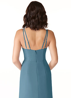 Azazie Leo 신부 들러리 드레스 인어 주름진 쉬폰 바닥 길이 드레스 image6