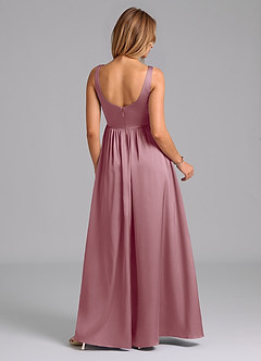 Azazie Keyla Final Sale Vintage Mauve A-Line Pleated Stretch Satin Dress image2