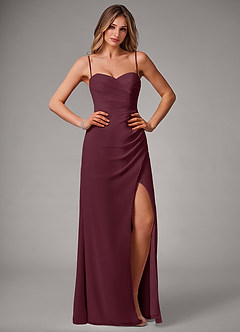 Azazie Haisley Bridesmaid Dresses Cabernet Sheath Off the Shoulder Chiffon Convertible Dress image1