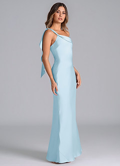 Azazie Driea Brautjungfernkleider Meerjungfrau-Linie One-Shoulder Stretch-Satin Kleid Himmelblau image4