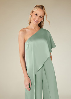 Azazie Hagretta Abiti per la Madre della Sposa Abito Tuta Pantaloni in Raso Elasticizzato Agave image5