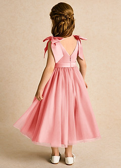 Azazie Serene vestidos de niña de las flores Vestido de Coral de Satin Mate de Princesa con Lazo image3