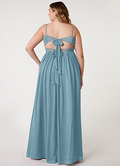Azazie Zeya Bridesmaid Dresses Moody Blue A-Line V-Neck Pleated Chiffon Dress image7