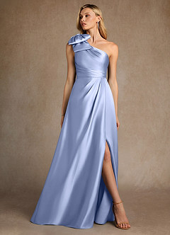 Azazie Easton Mother of the Bride Dresses Ice A-Line One Shoulder Stretch Satin Dress image4