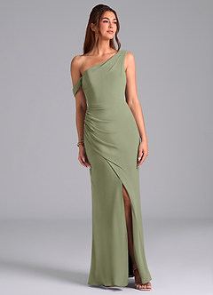 Azazie Madelyn Bridesmaid Dresses Pistachio Mermaid One Shoulder Chiffon Convertible Dress image1