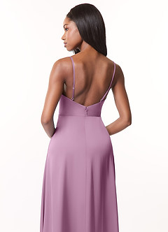 Azazie Brielle Bridesmaid Dresses Wisteria A-Line Cowl Spaghetti Straps Stretch Satin Dress image5