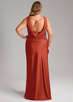 Azazie Rylina Bridesmaid Dresses Rust Mermaid Stretch Satin Dress image8
