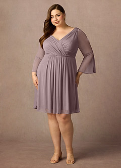 Azazie Teraso Final Sale Dusk A-Line Pleated Mesh Dress image9