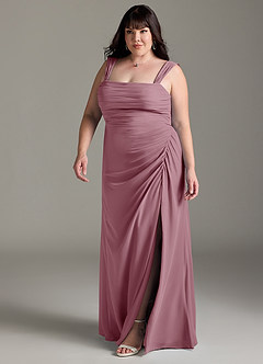 Azazie Jesaphine Bridesmaid Dresses Vintage Mauve Sheath Bow Chiffon Dress image12