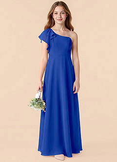 Azazie Arabella Junior Royal Blue A-Line Ruched Chiffon Dress image6