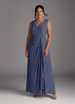 Azazie Manuella Vestidos para mãe da noiva Vestir Tormentoso de Chiffon de Linha A com Decote em V Plissado image11