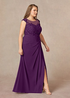 Azazie Libby Mère de la mariée Robes Robe Trapèze en Mousseline de soie Paillettes en forme de coquille Grain De Raisin image10