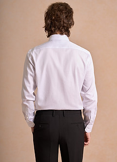 front Aiden Soft Lavender 100% Cotton Non-Iron Striped Dress Shirt