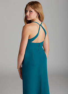 Azazie Becca Junior Meerjungfrau-Linie Chiffon Kleid Tintenblau image2