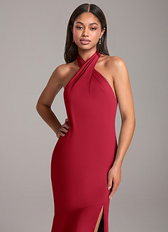 Azazie Lorena Bridesmaid Dresses Scarlet Mermaid Pleated Chiffon Dress image2