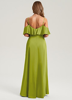 Azazie Jean Brautjungfernkleider Eine Linie Schulterfrei Stretch-Satin Kleid Zitronengras image2