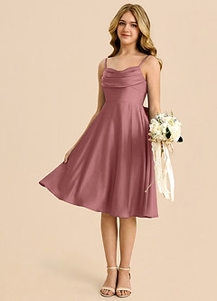 Azazie Bear Junior Amethyst A-Line Sweetheart Neckline Stretch Satin Dress image4