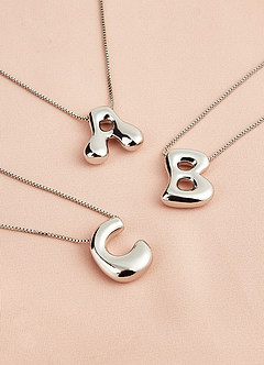 front Bubble Letter Pendant Necklace