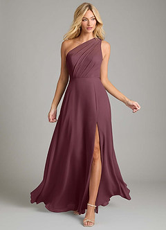 Azazie Phaedra Bridesmaid Dresses Sangria A-Line One Shoulder Chiffon Dress image4