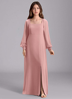 Azazie Bondi Junior Jurk van Chiffon met A-Lijn Blouson Stoffige Roos image7